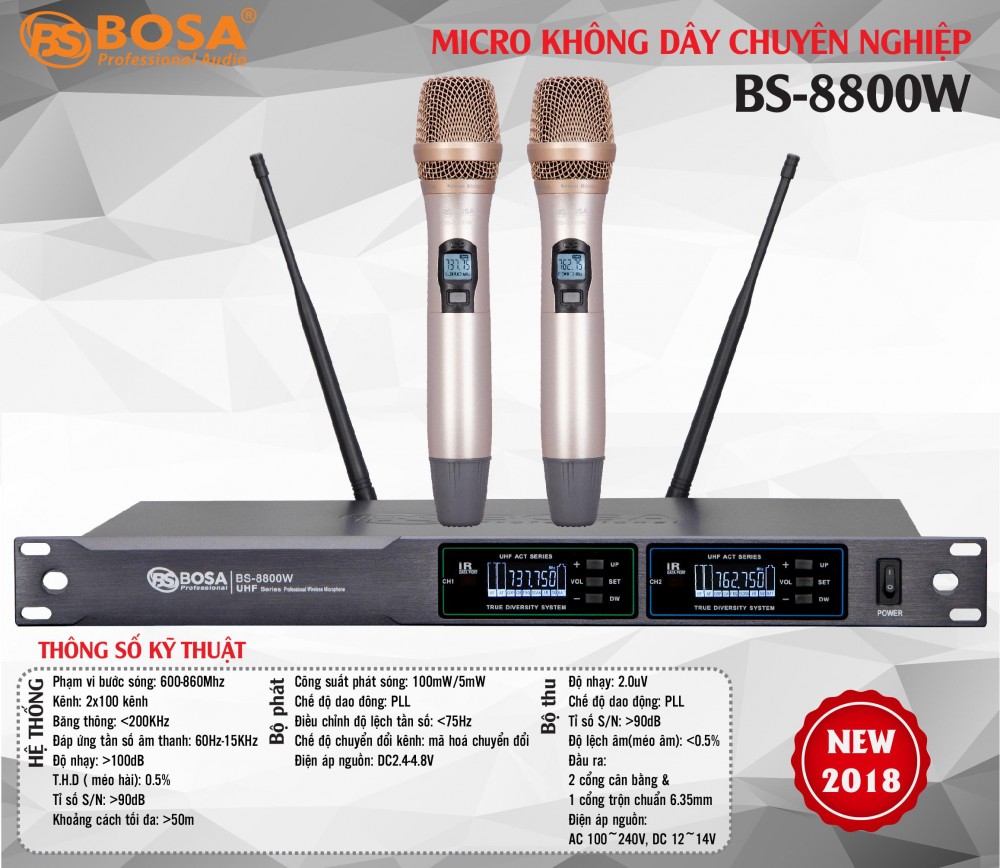 Micro karaoke khong day bosa bs-8800w