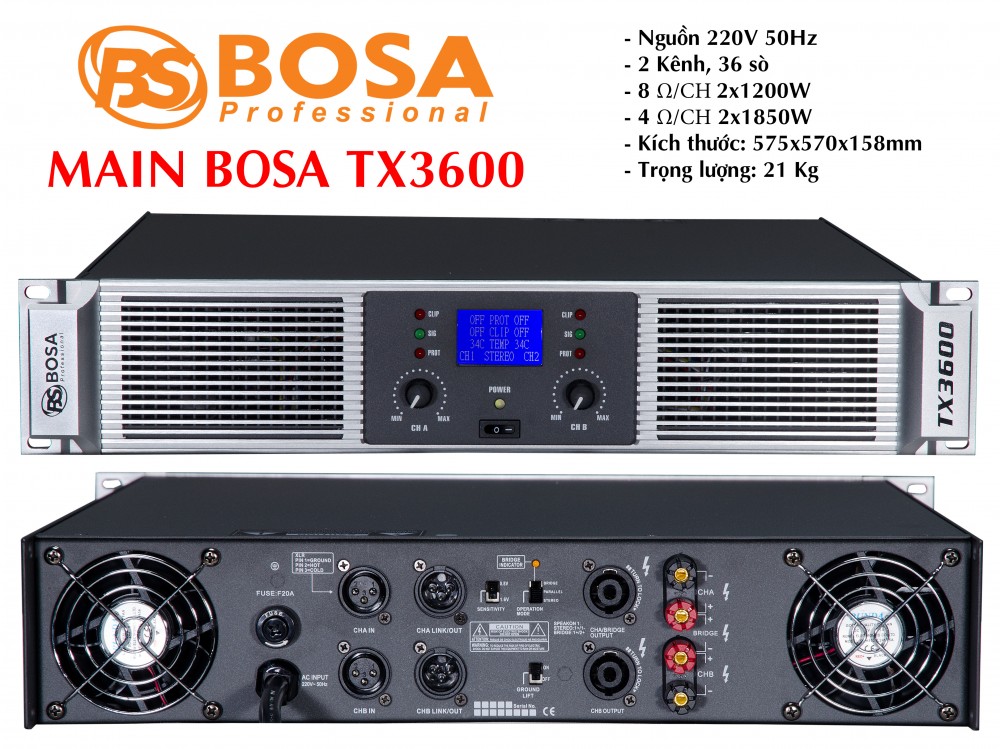 Main Power Công Suất Bosa TX3600 32 Sò 